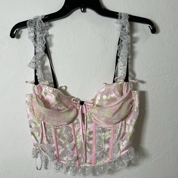 NWT For Love & Lemons Winifred bustier top pink multi sizes M & L - Picture 4 of 7
